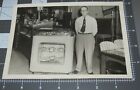 Refrigerated DINER Case Display Man w/ Desserts Candy Counter FOOD Vintage PHOTO