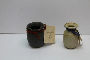 2- Mini Pottery Mommy Pots by Gail, Mini Ceramic Vase for Flowers Picked by Kids - Picture 1 of 5