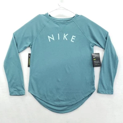 NEW Nike Shirt Girl XL Teal Dri-FIT Standard Fit Training Long Sleeve BV3118-364 - Image 1 of 4