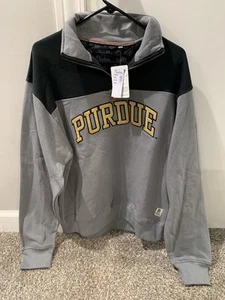 NWT Mens XL Gray Purdue Boilermakers Fleece Quarter-Zip Jacket - Picture 1 of 4