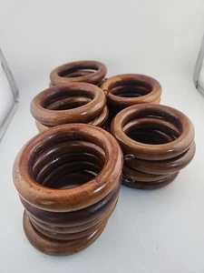 Brown Mahogany Finish Wood Drapery Curtain Rings 2.2" Inner Lot of 23 - Picture 1 of 1