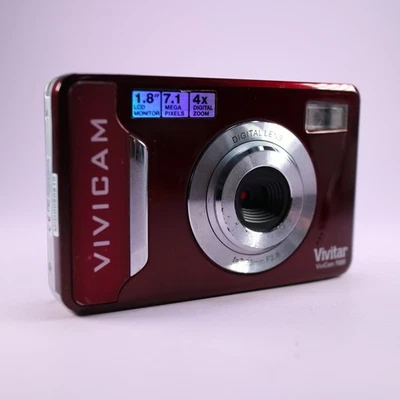Vivitar Digital Camera Vivicam 7020 7.1MP Red Tested - Image 1 of 4