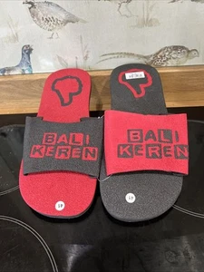 New Bali Keren Size 7 (41) Mens Women’s Sliders Beach Pool Black Red Flip Flops - Picture 1 of 4