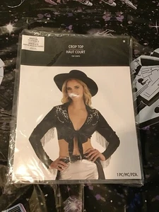 Cowgirl schwarz/silber bauchfreies Oberteil Damen L/XL Kostüm - NEU - Bild 1 von 2