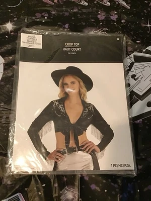 Cowgirl Black/silver Crop Top Woman L/XL Costume -NEW - Image 1 of 2