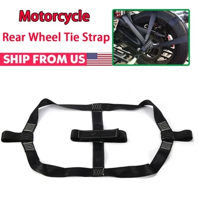 Motorcycle Rear Wheel Tie Down Strap Transport Belt Wear Resistance in Black - Image 1 of 4