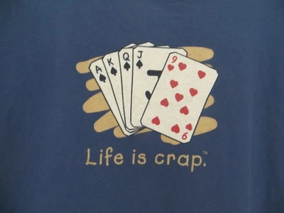 LIFE IS CRAP Men's POKER Cards SHIRT XL Blue Short Sleeve - Image 1 of 4