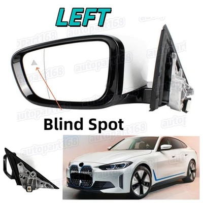 For BMW 320i 330i 330e 2019-2023 White Left Driver Heated Mirror W/ Blind Spot Foto 1 de 4