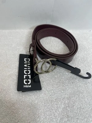 Cinto feminino da moda borgonha brilhante dois anéis de prata Divided By H&M - Imagem 1 de 4