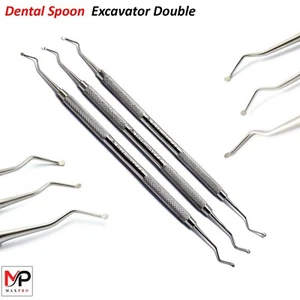 Dental Composite Restorative Spoon Excavator Double Ended Instruments Set of 3 - Picture 1 of 4
