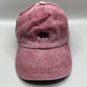 Embroidered Black Bear Hat Cap Adjustable Red Preloved - Picture 1 of 8