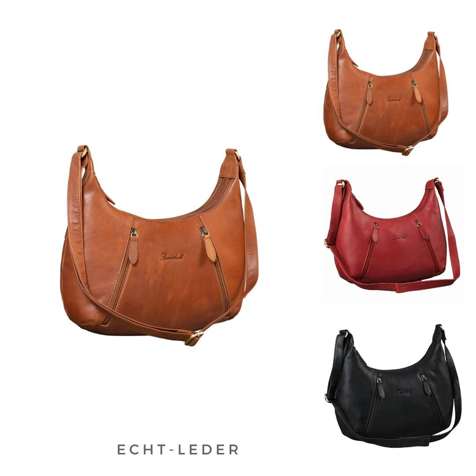 BENTHILL Damen Handtasche Echt Leder Damentasche Umhängetasche Vintage Schultertasche