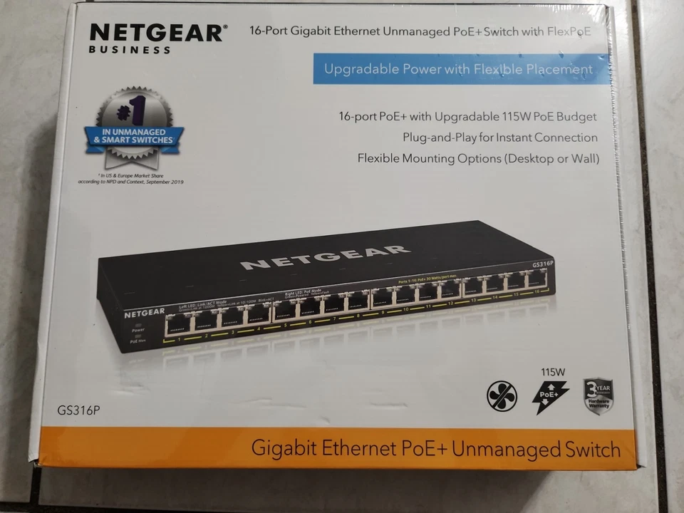 NETGEAR (GS316P100NAS) 16 Port Rack Mountable Ethernet Switch - Image 1 of 1