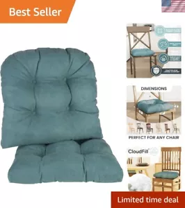 Button-Tufted Marine Blue Dining Chair Cushions, 17"x17", Set of 2 for Comfort - Picture 1 of 12