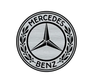 Logo adhésif gravé Mercedes aspect acier brossé & noir - 5cm x 5cm - ép. 1,6mm - Imagen 1 de 2