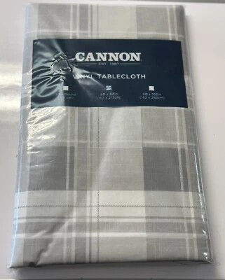 Vinyl Tablecloth 60x84 Gray And White Plaid - Image 1 of 4