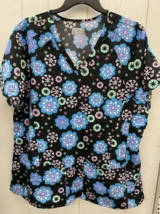 Activate by Med Couture Womens Plus Stretch Scrub Top Size 3X NWT NEW Black 8521 - Picture 1 of 5