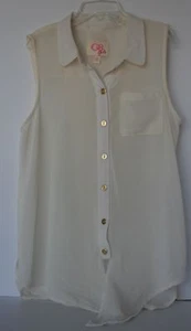 Blusa GB Niñas Sin mangas Transparente Marfil Talla Mediana 8 Botones Dorados - Imagen 1 de 2