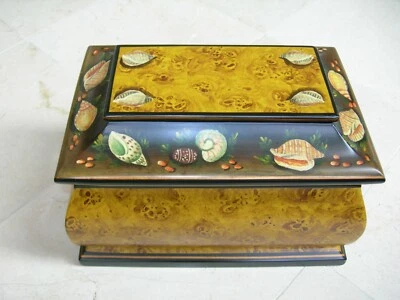 Chelsea House Hand Painted Seashell Theme Gold Decorative Dresser Box - Image 1 of 4