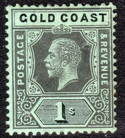 Gold Coast 1914 black/green 1/- lightly mounted mint SG79 Cover