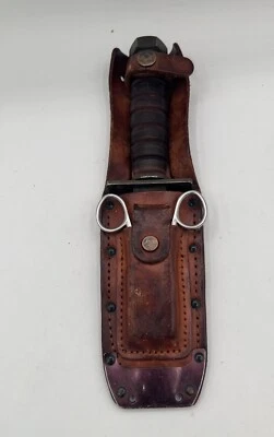 Cuchillo de supervivencia de piloto Camillus NY 11-1981 EE. UU. con funda y piedra hecho en EE. UU. Foto 1 de 4