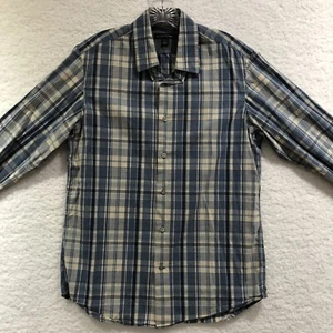Banana Republic Shirt Mens Size Medium Button Up Blue Plaid Slim Fit - Picture 1 of 13