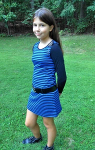 ❤️ NEW Hannah Banana Navy Striped Tween Girls Dress w/Belt 8 ❤️ - Picture 1 of 3