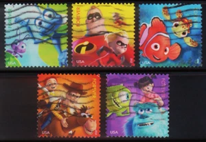OFF paper #4677-81 Pixar:Mail a Smile (used set of 5)Forever 2012 _f124 - Picture 1 of 1