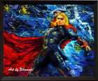 Thor and Thors Hammer Poster Starry Night Wall Decor Canvas Print A082