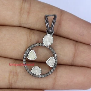 Natural polki diamond Pendant 925 sterling silver Handmade Jewelry Gift Item - Picture 1 of 6