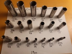 Mixed Lot Of Craftsman Sockets 12 and 6p Deep Set 19pc Metric Sae   - Bild 1 von 2