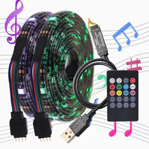 5050 RGB LED Strip Lights Music Sync Background APP Control TV PC Back Light USB - Picture 1 of 12