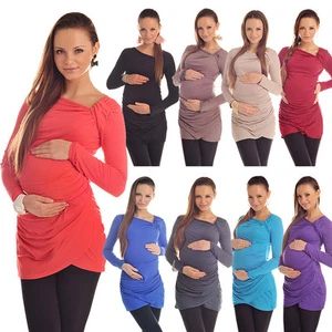 Lovely Maternity Asymmetric Neck Top Tunic Pregnancy Size 8 10 12 14 16 18 6053 - Picture 1 of 22