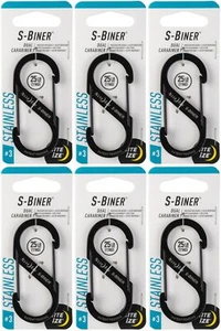 Nite Ize S-Biner Stainless Steel Dual Carabiner #3 - Black (6-Pack) - Picture 1 of 3
