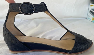 J JILL..BLACK..ANKLE STRAP..BRAIDED LEATHER..SANDALS..NEW..WOMEN 7 - Image 1 of 4