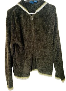 Venus Mädchen Trap Vintage 90er Y2K M Damenpullover mit durchgehendem Reißverschluss breiter Hoodie dunkelgrün shag - Bild 1 von 5