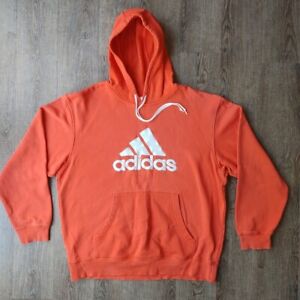 Vintage Adidas Men's Hoodie Size XL Orange Big Spell Out Essentials Logo