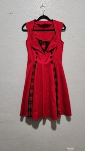 Vestido Rockabilly Retro Rojo a Cuadros - Pinup Fit & Flare, Mediano - Imagen 1 de 6