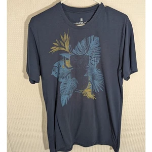 M.Pollo Medium Mens T Shirt Navy Blue Graphic Tropical Leaves Abstract Print - Picture 1 of 5