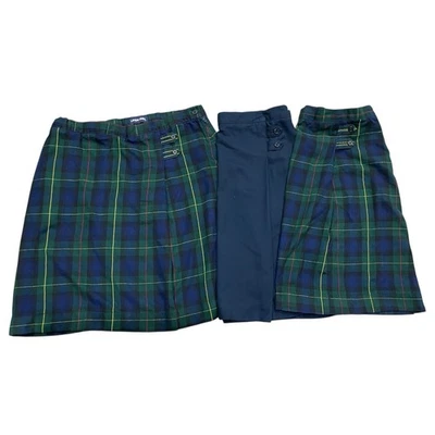 Lote de 3 Lands' End saia azul marinho e xadrez uniforme escolar tamanho 16/16+ plissada feminina - Imagem 1 de 4