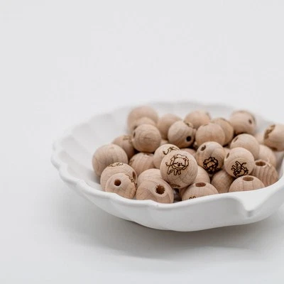 Perla in legno incisione fatta a mano "Leone" 12mm/15mm - Immagine 1 di 2