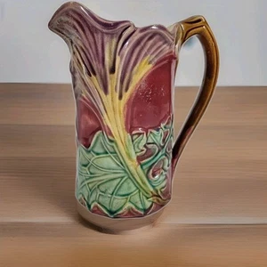 Antiker Frie Onnaing #828 Majolika Krug Jugendstil Vallauris France Floral - Bild 1 von 11