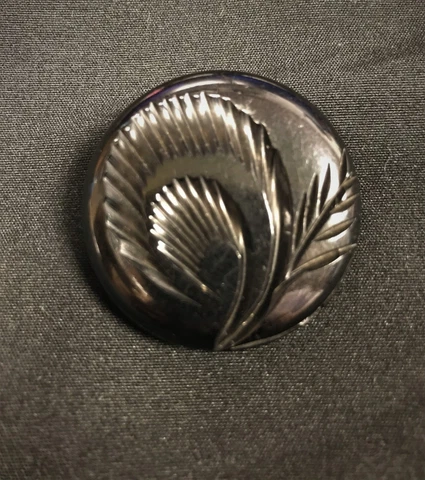Vintage 1920s black Bakelite shank button (large) - Plume motif Cover