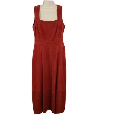 Vestido Antonio Melani Norah Lujo Gamuza Cuero Ladrillo Rojo Sin Mangas Talla 8 Nuevo Foto 1 de 4