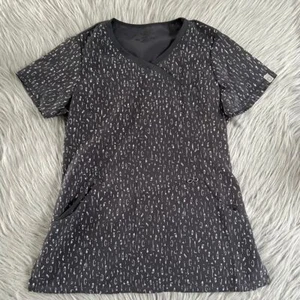 Cherokee Infinity Scrub Top Womens Size XS Gray Short Sleeve Work Shirt - Picture 1 of 7