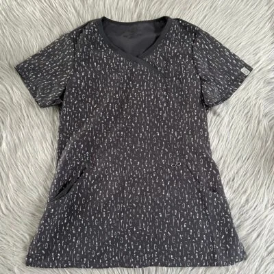 Cherokee Infinity Scrub Top Womens Size XS Gray Short Sleeve Work Shirt - Image 1 of 4