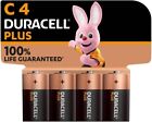 Duracell Plus C Batteries (4 Pack) Alkaline 1.5V 100% Life Guaranteed - Reliable