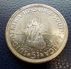 1952 South Africa 5 Shillings - Silver Crown Size Coin - Nice Condition -