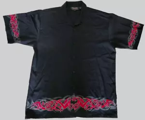 Ropa Libélula Hombres Manga Corta Bordada Alambre de Púas Abotonada Negra XXL - Imagen 1 de 5