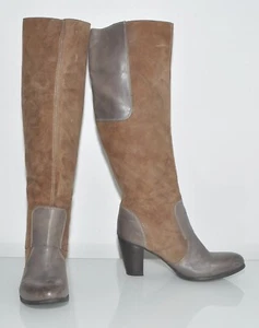 FLORSHEIM Tina TwoTone Brown Genuine Leather Women's Pull On Knee Boots Size 39B - Picture 1 of 7